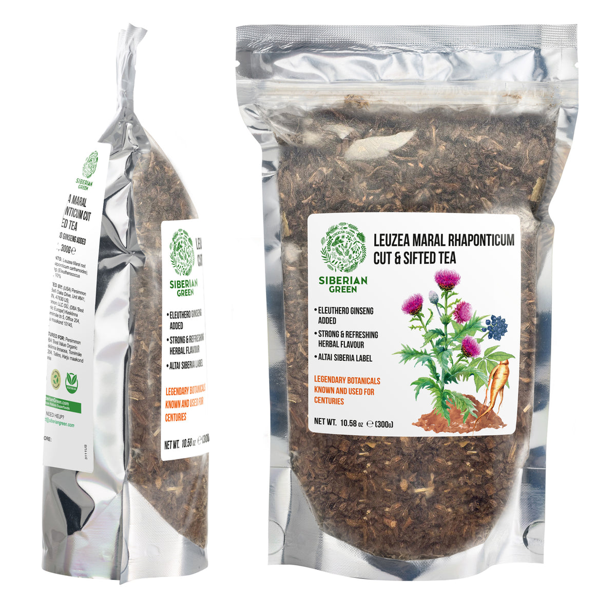 Tè in polvere di radice di Leuzea ed Eleuthero - 300 g - Miscela di adattogeni dall'Altai