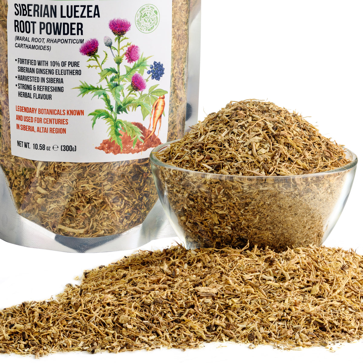 Leuzea Root Tea Herbal Powder 300g Wildcrafted Maral Rhaponticum Carthamoides from Altai