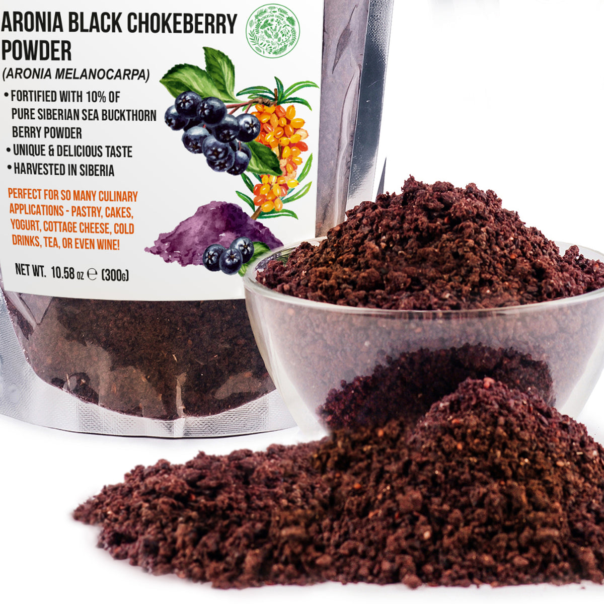Premium Wild-Harvested Aronia Powder Fortified with Sea Buckthorn – 300g