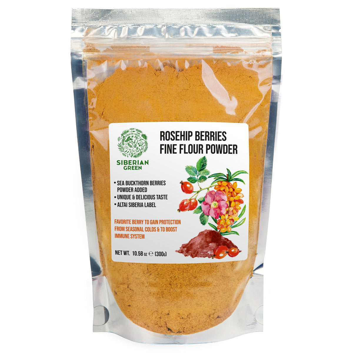 Siberian Green Wild Rose Hip & Sea Buckthorn Powder - 300 g (10,58 oz)