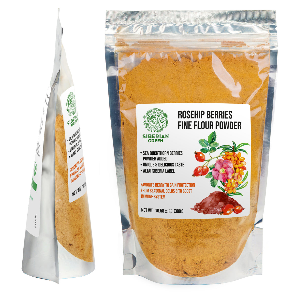 Siberian Green Wild Rose Hip & Sea Buckthorn Powder - 300 g (10,58 oz)