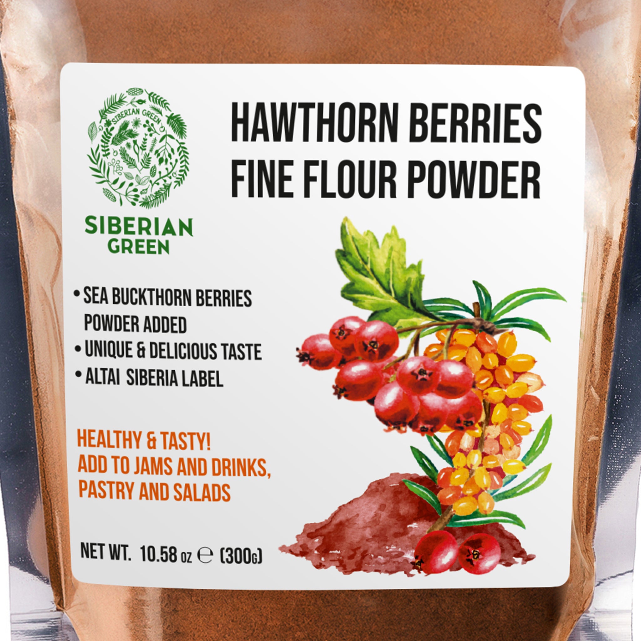 Hawthorn Powder with Sea Buckthorn – 300g - siberian-green-eu