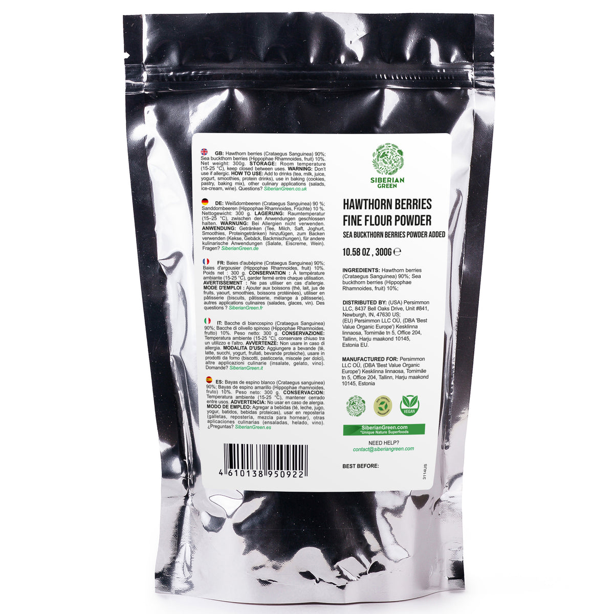 Polvere di biancospino arricchita con bacche di olivello spinoso in polvere - 300 g