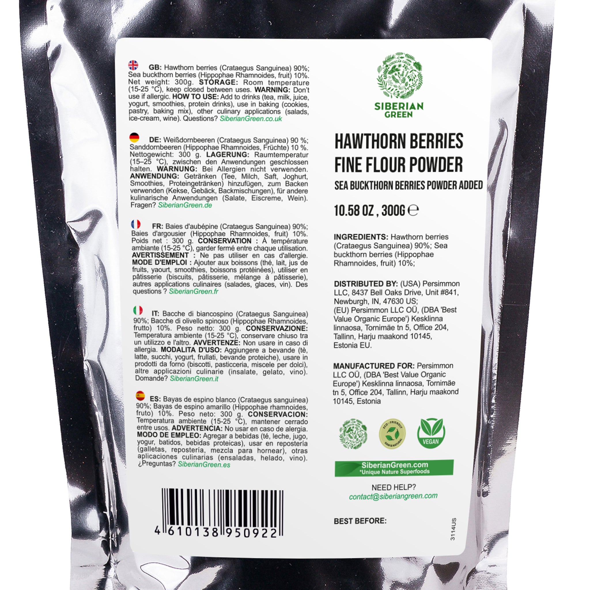 Hawthorn Powder with Sea Buckthorn – 300g - siberian-green-eu