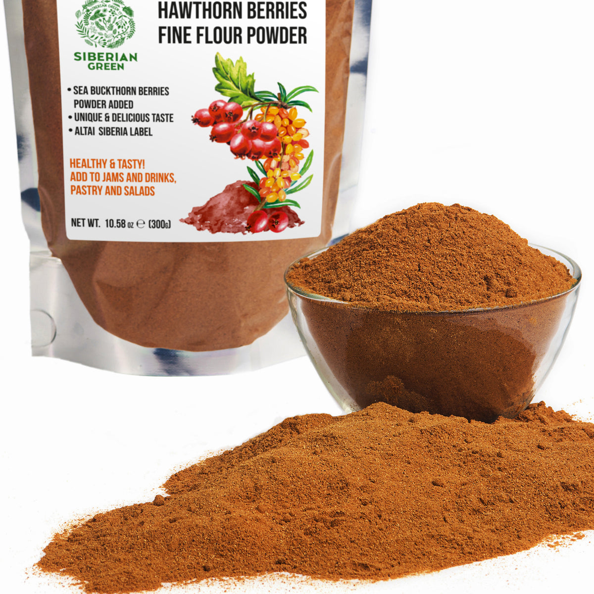Polvere di biancospino arricchita con bacche di olivello spinoso in polvere - 300 g