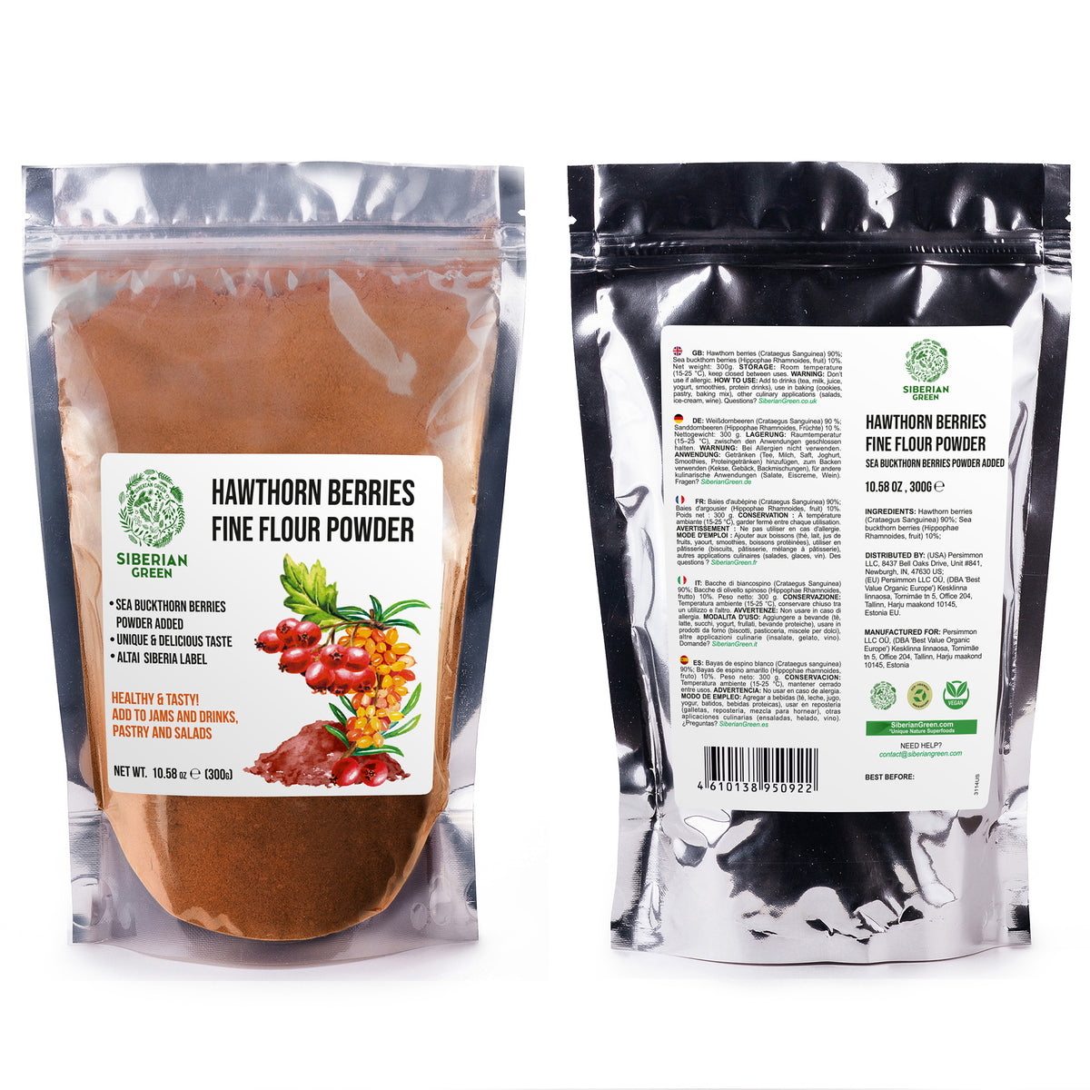 Polvere di biancospino arricchita con bacche di olivello spinoso in polvere - 300 g