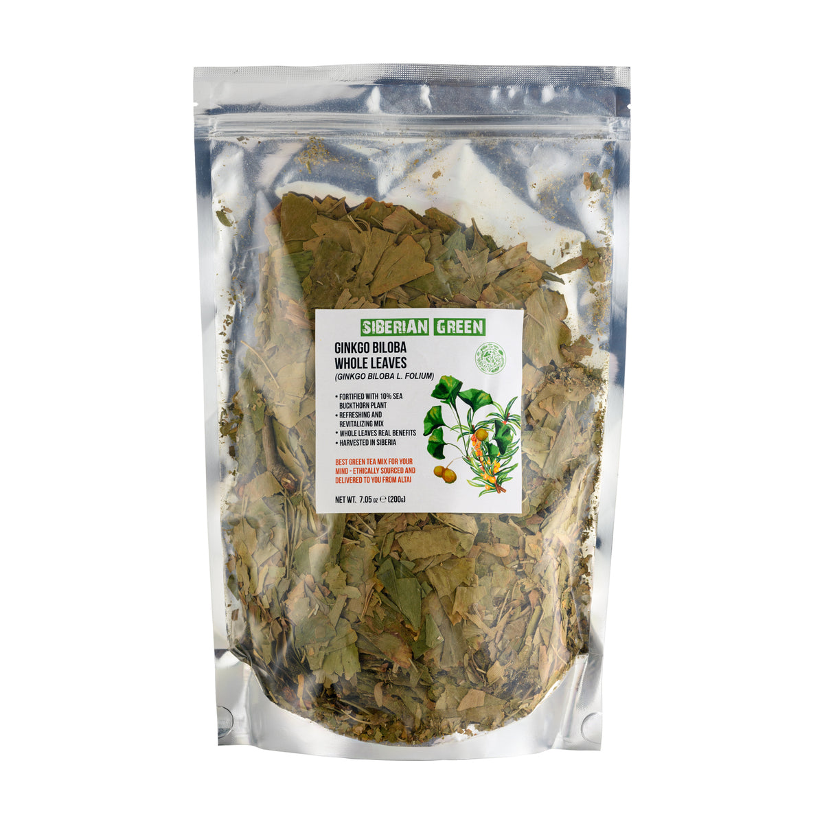 Ginkgo Biloba verde siberiano tagliato e setacciato in foglie 200g Premium Tè sfuso Biloba puro e sano Raccolto selvatico