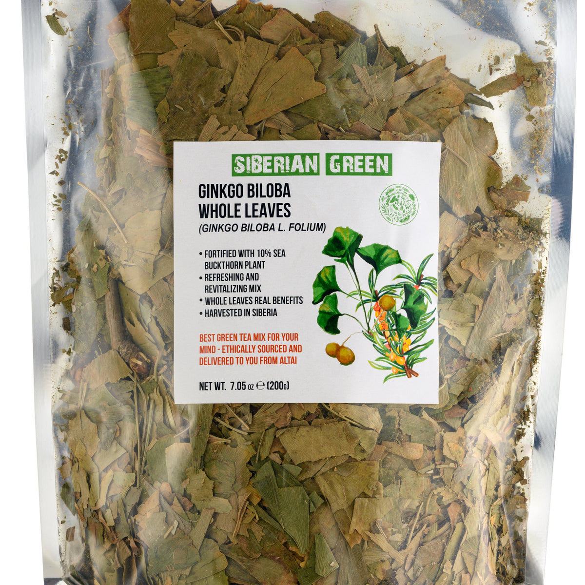 Ginkgo Biloba verde siberiano tagliato e setacciato in foglie 200g Premium Tè sfuso Biloba puro e sano Raccolto selvatico