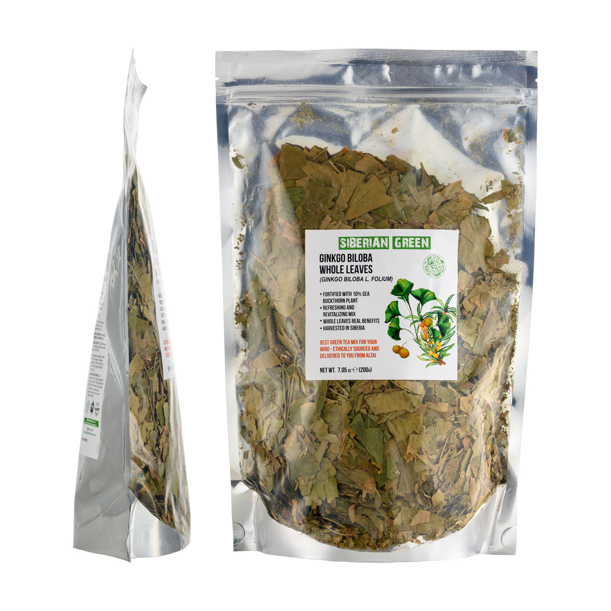 Ginkgo Biloba verde siberiano tagliato e setacciato in foglie 200g Premium Tè sfuso Biloba puro e sano Raccolto selvatico
