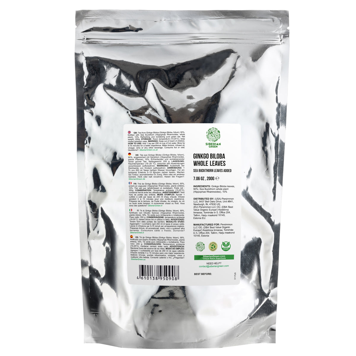 Ginkgo Biloba e foglie di olivello spinoso - 200 g di tisana sfusa