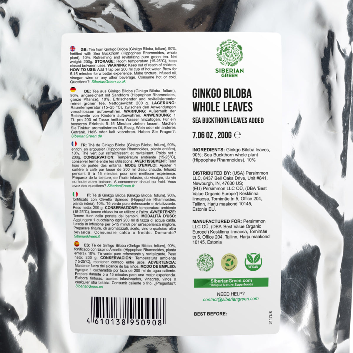 Ginkgo Biloba e foglie di olivello spinoso - 200 g di tisana sfusa