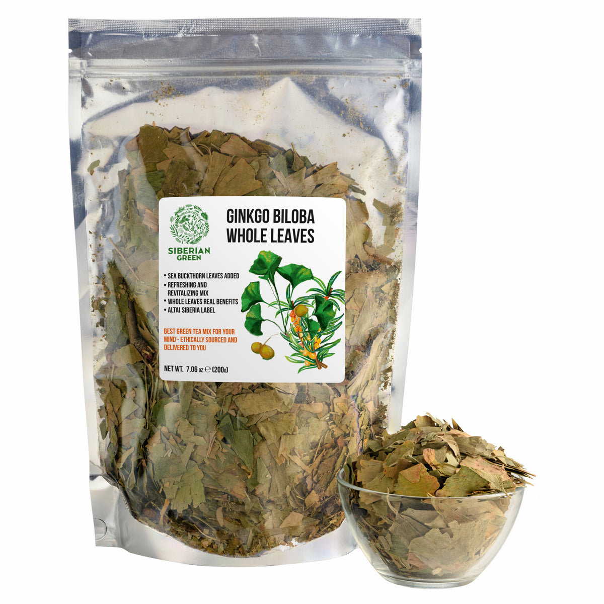 Ginkgo Biloba e foglie di olivello spinoso - 200 g di tisana sfusa