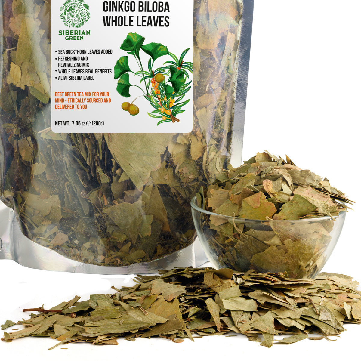 Ginkgo Biloba e foglie di olivello spinoso - 200 g di tisana sfusa