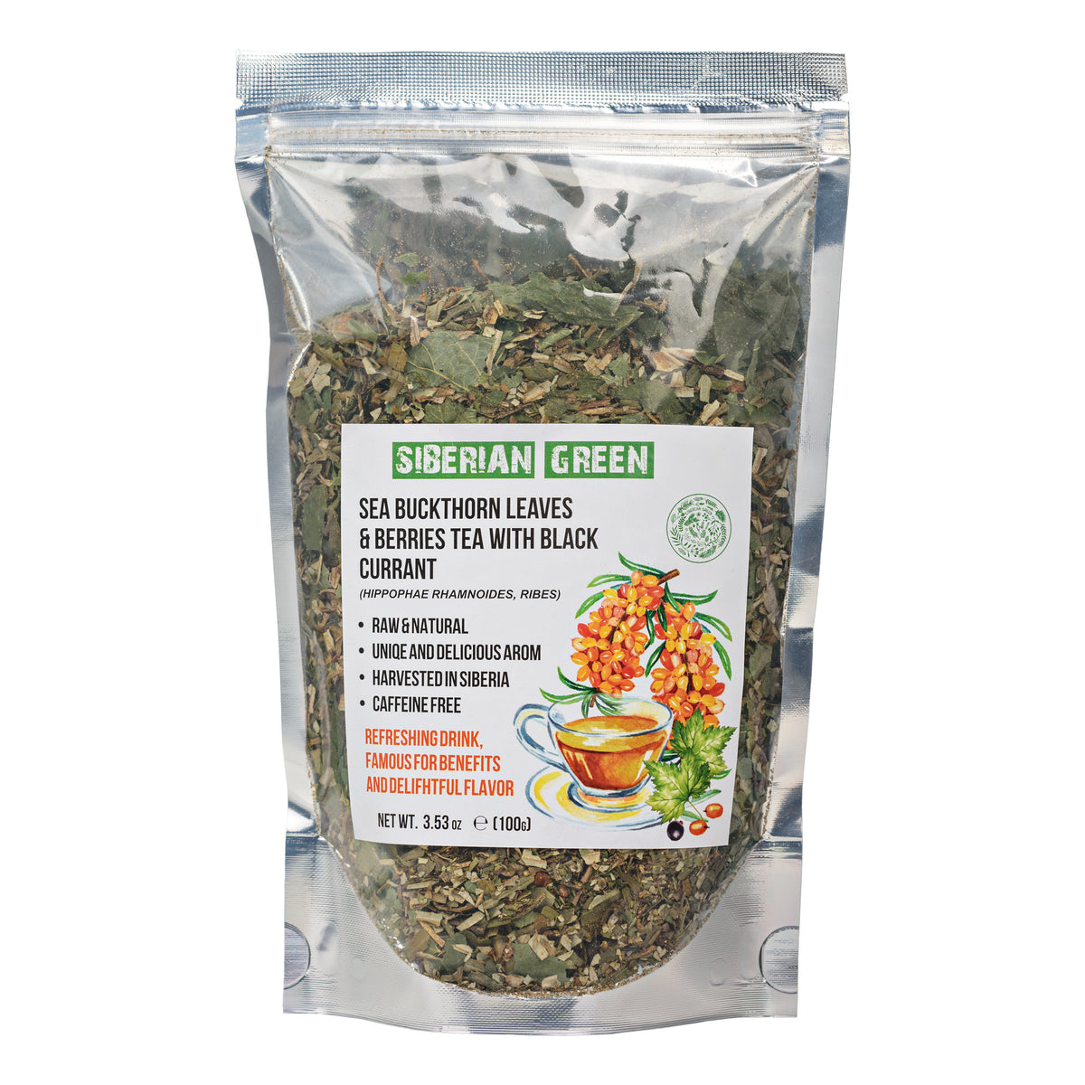 Siberian Green Sea Buckthorn & Black Currant Leaf Tea – 100g Sun-Dried Herbal Blend