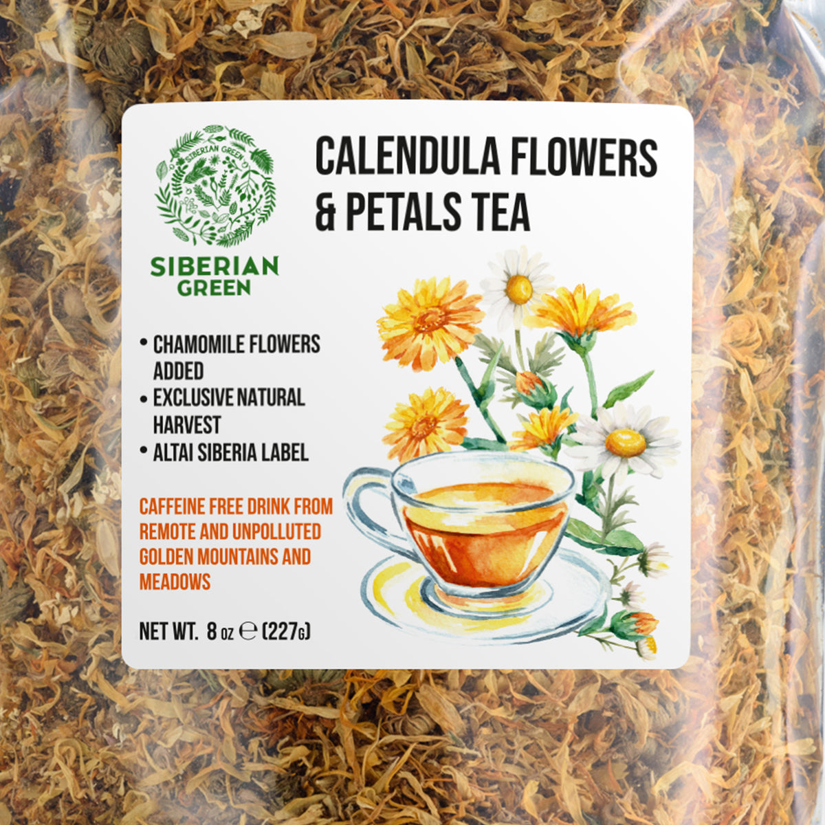 Tè ai fiori di calendula siberiana con il 10% di fiori di camomilla pura
