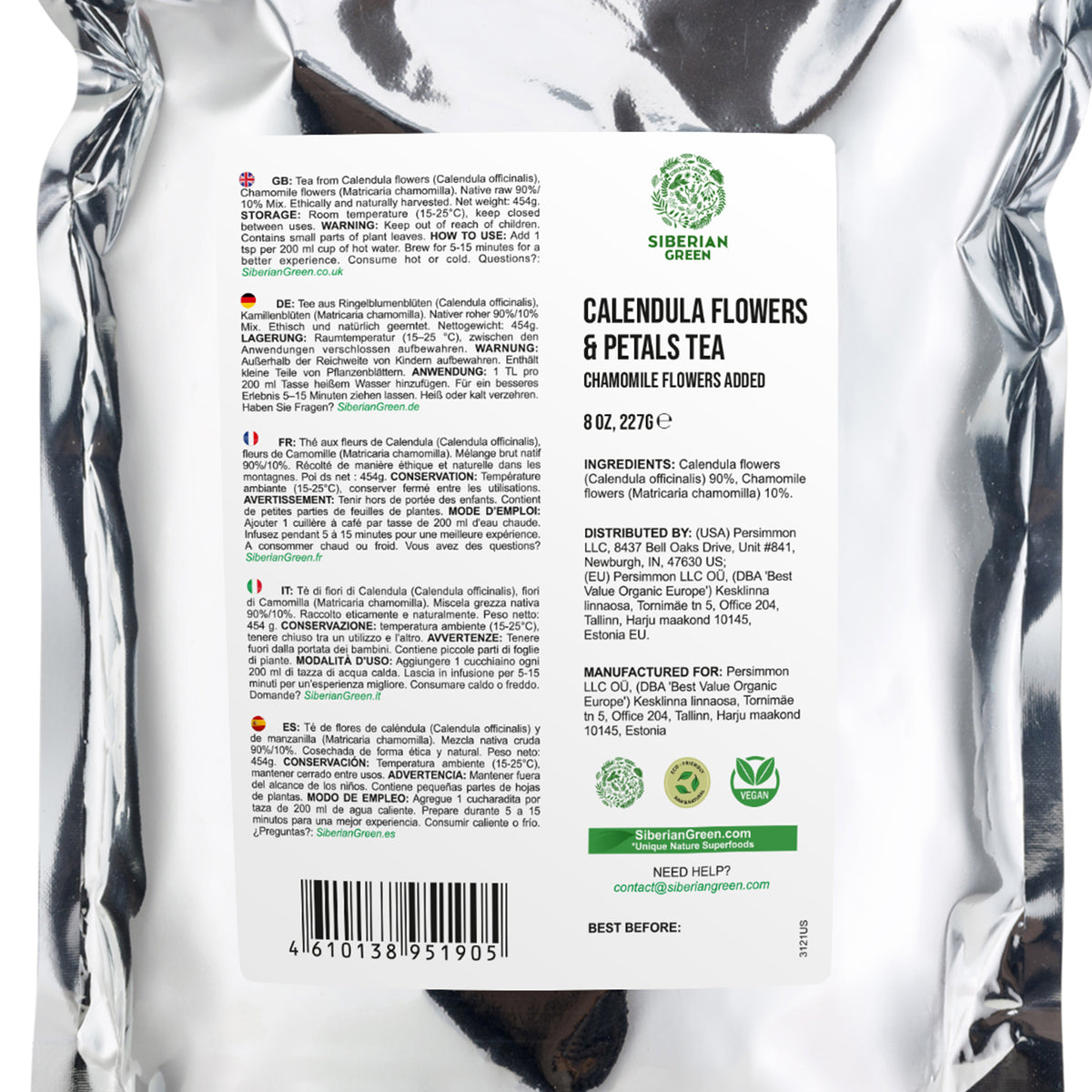 Tè ai fiori di calendula siberiana con il 10% di fiori di camomilla pura