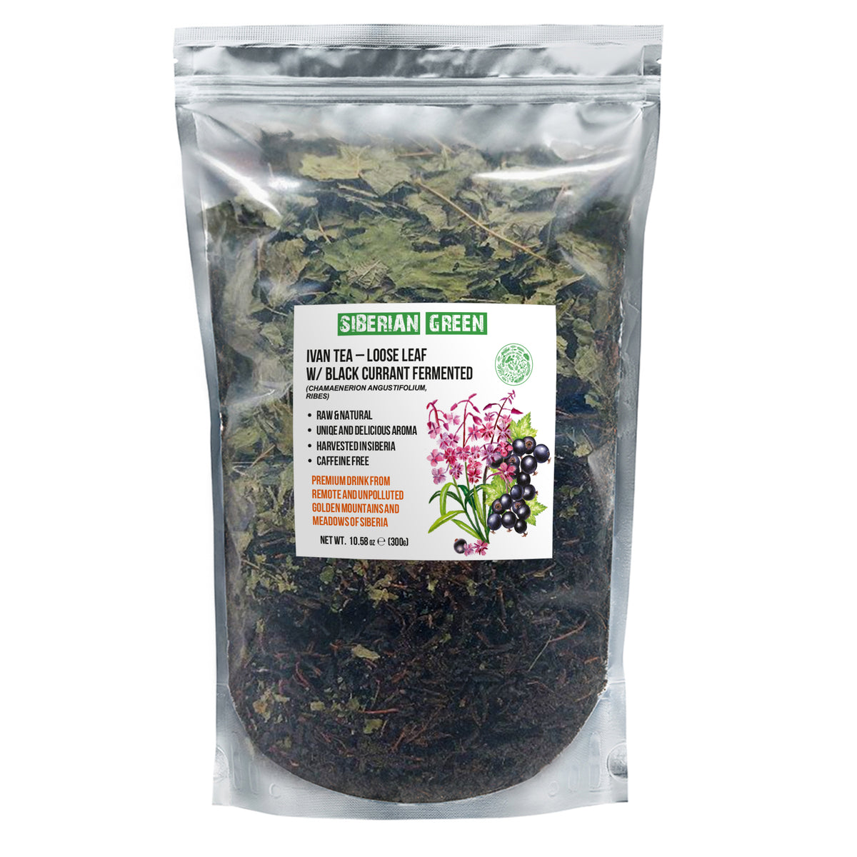 Ivan-Chai vert de Sibérie - 300g (10.58 oz) | Ivan-Chai en feuilles fermentées de qualité supérieure avec feuilles de cassis