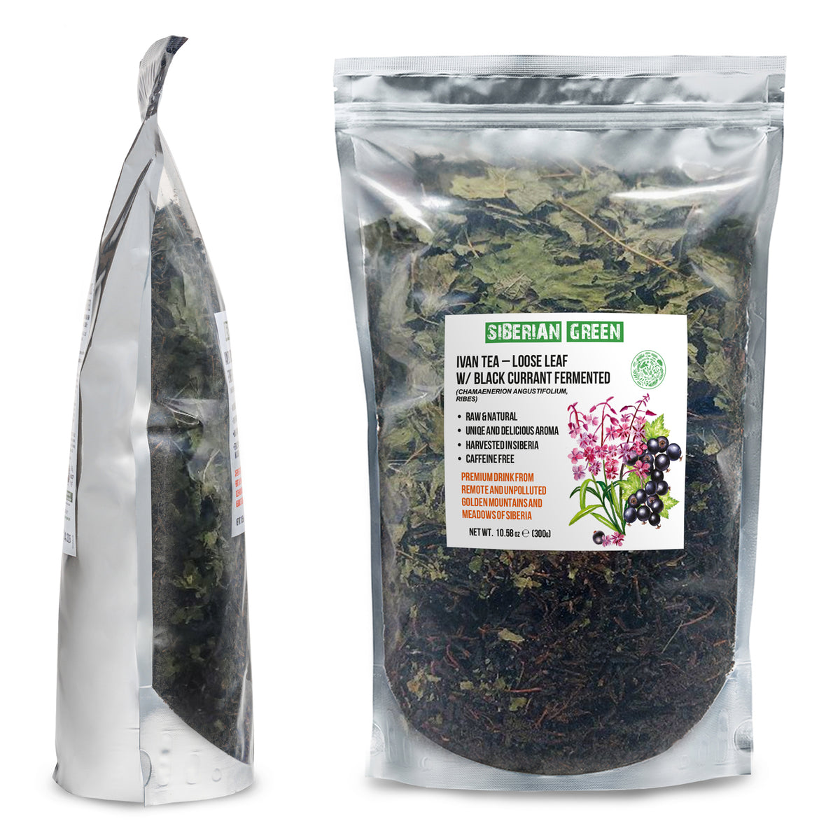 Ivan-Chai vert de Sibérie - 300g (10.58 oz) | Ivan-Chai en feuilles fermentées de qualité supérieure avec feuilles de cassis