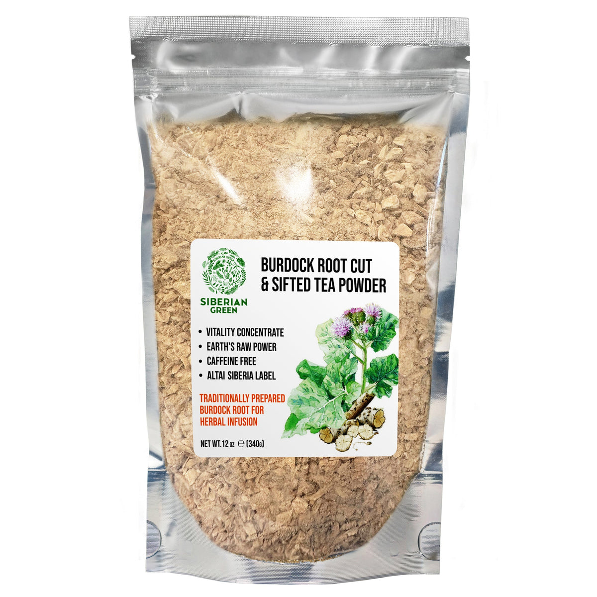 Thé à base de racine de bardane de Sibérie, coupée et tamisée en poudre grossière, 340 g (12 oz) – Détoxification traditionnelle pour la peau et les cheveux – Arctium lappa