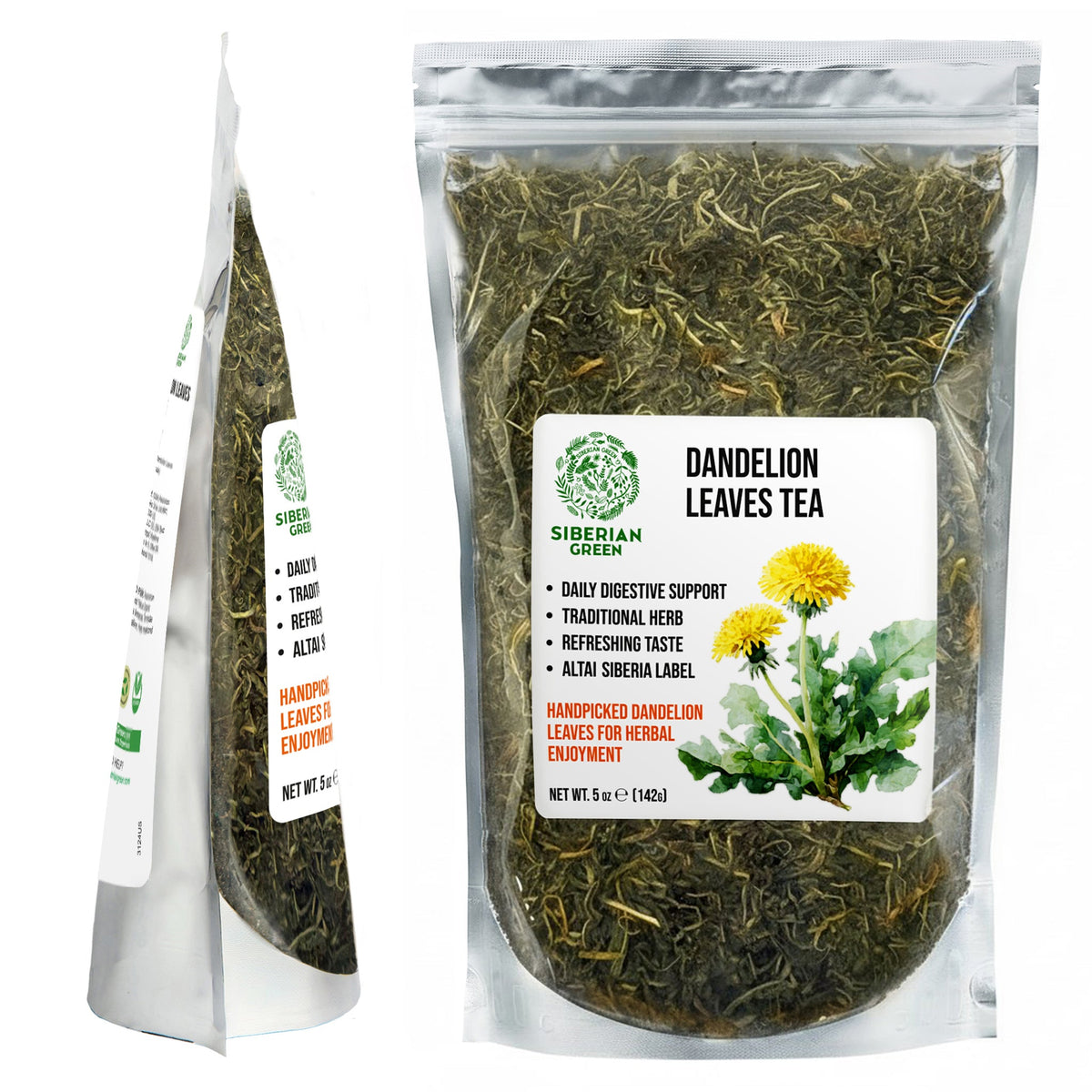Té de hojas de diente de león siberiano (Taraxacum officinale): refrescante, desintoxicante y rico en nutrientes. 142 g (5 oz)