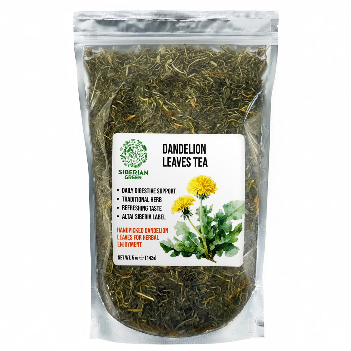 Té de hojas de diente de león siberiano (Taraxacum officinale): refrescante, desintoxicante y rico en nutrientes. 142 g (5 oz)