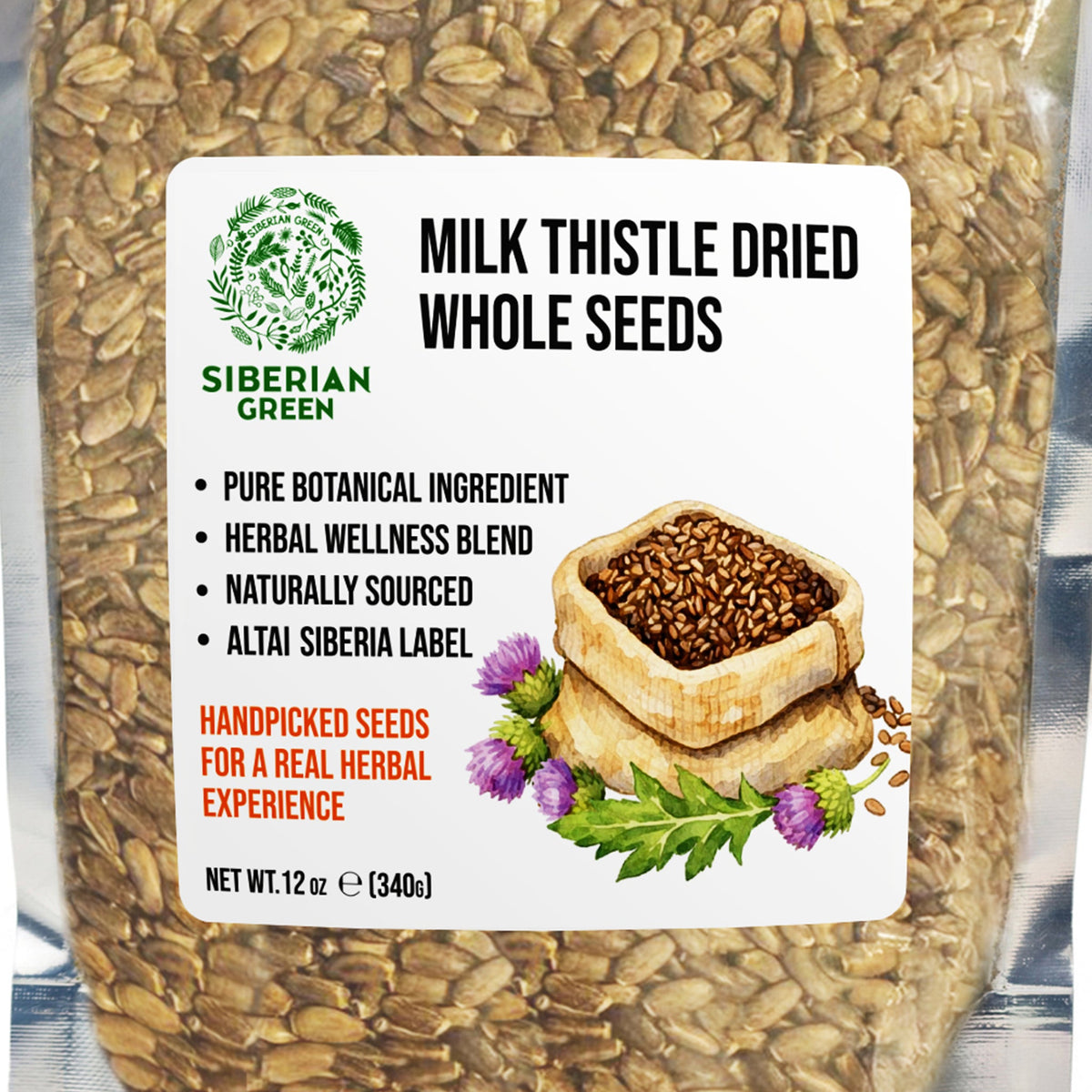 Graines entières séchées de chardon-Marie de Sibérie (Silybum marianum) – riches en antioxydants – 340 g (12 oz)