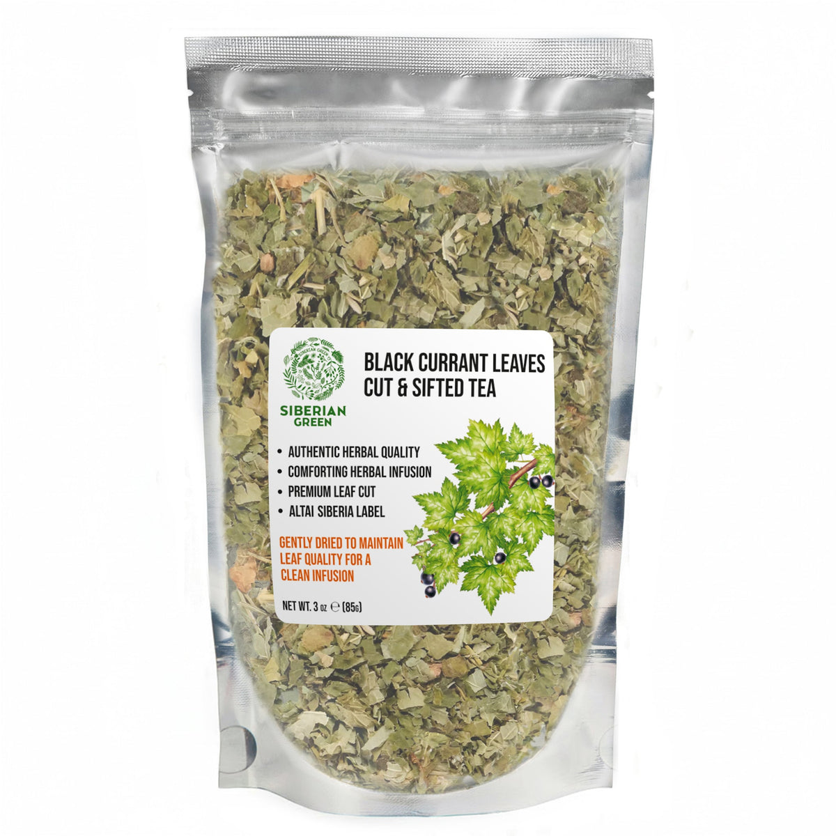 Thé en vrac aux feuilles de cassis de Sibérie, coupées et tamisées, 85 g (3 oz) – Ribes nigrum sauvage – Soutien immunitaire et bien-être