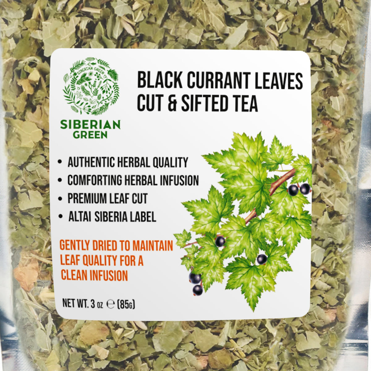 Thé en vrac aux feuilles de cassis de Sibérie, coupées et tamisées, 85 g (3 oz) – Ribes nigrum sauvage – Soutien immunitaire et bien-être