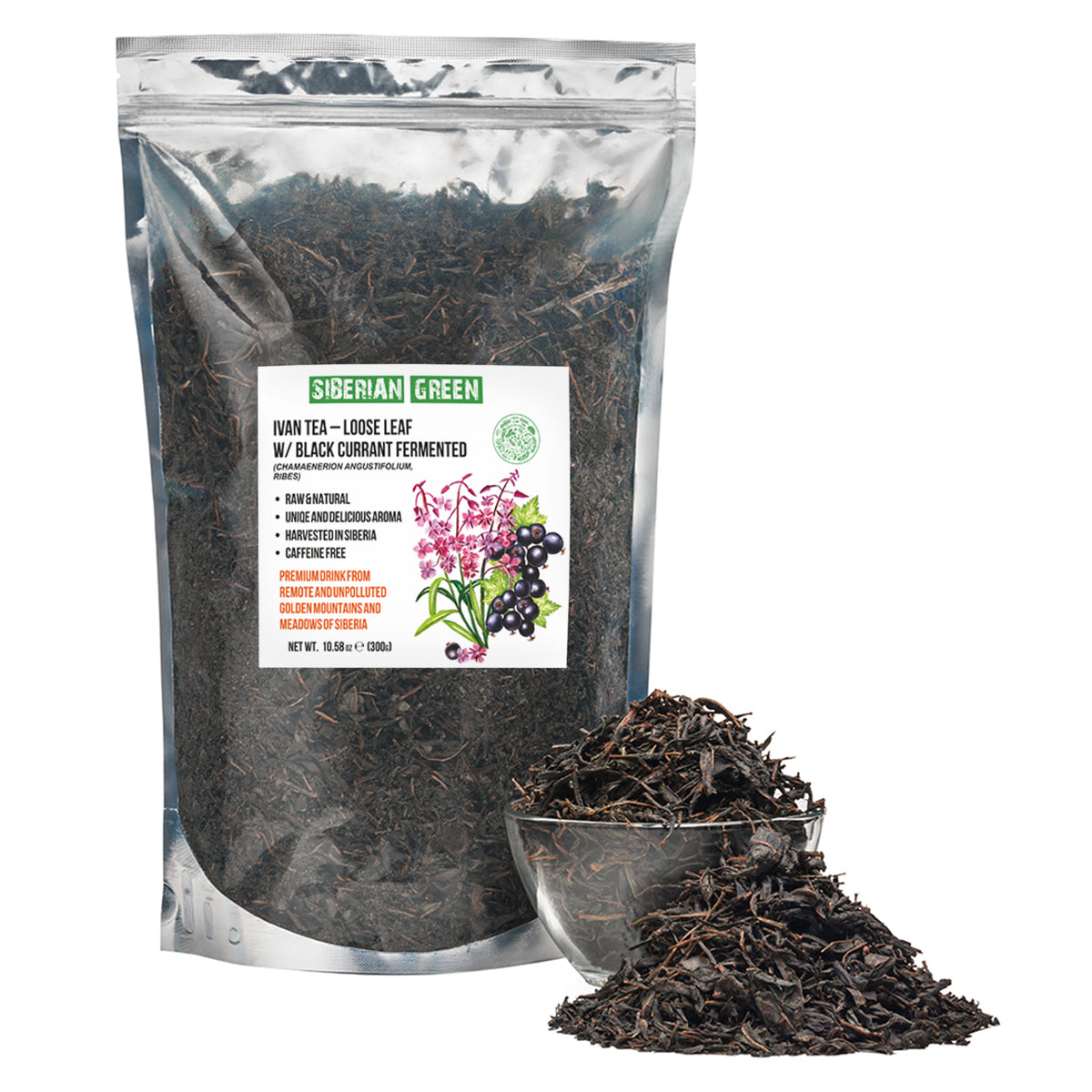 Siberian Green Ivan Tea – 300g (10.58 oz) | Premium Fermented Loose Leaf Ivan-Chai w/ Black Currant Leaves