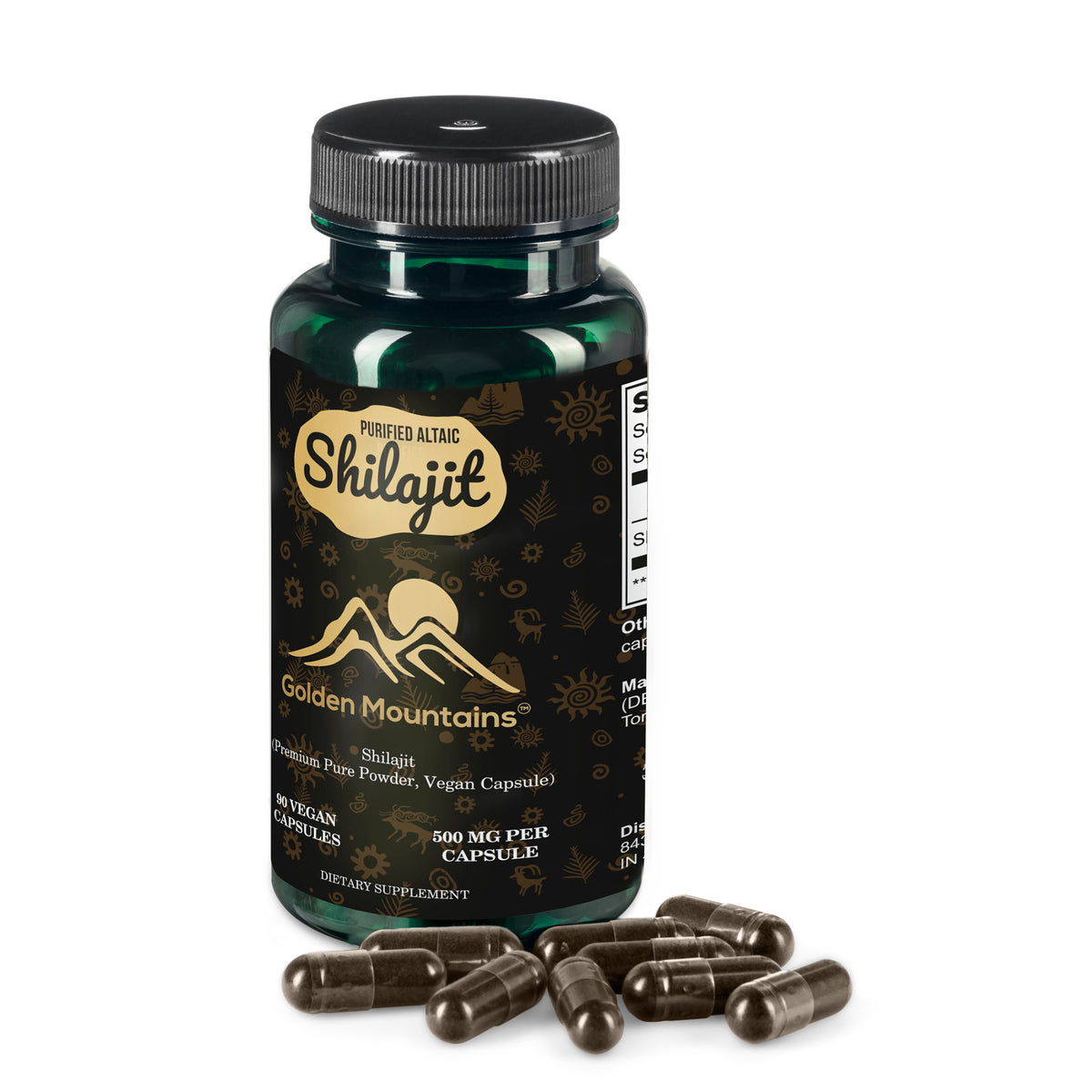 Golden Mountains Shilajit Vegan Capsules - 500mg | 90 Count