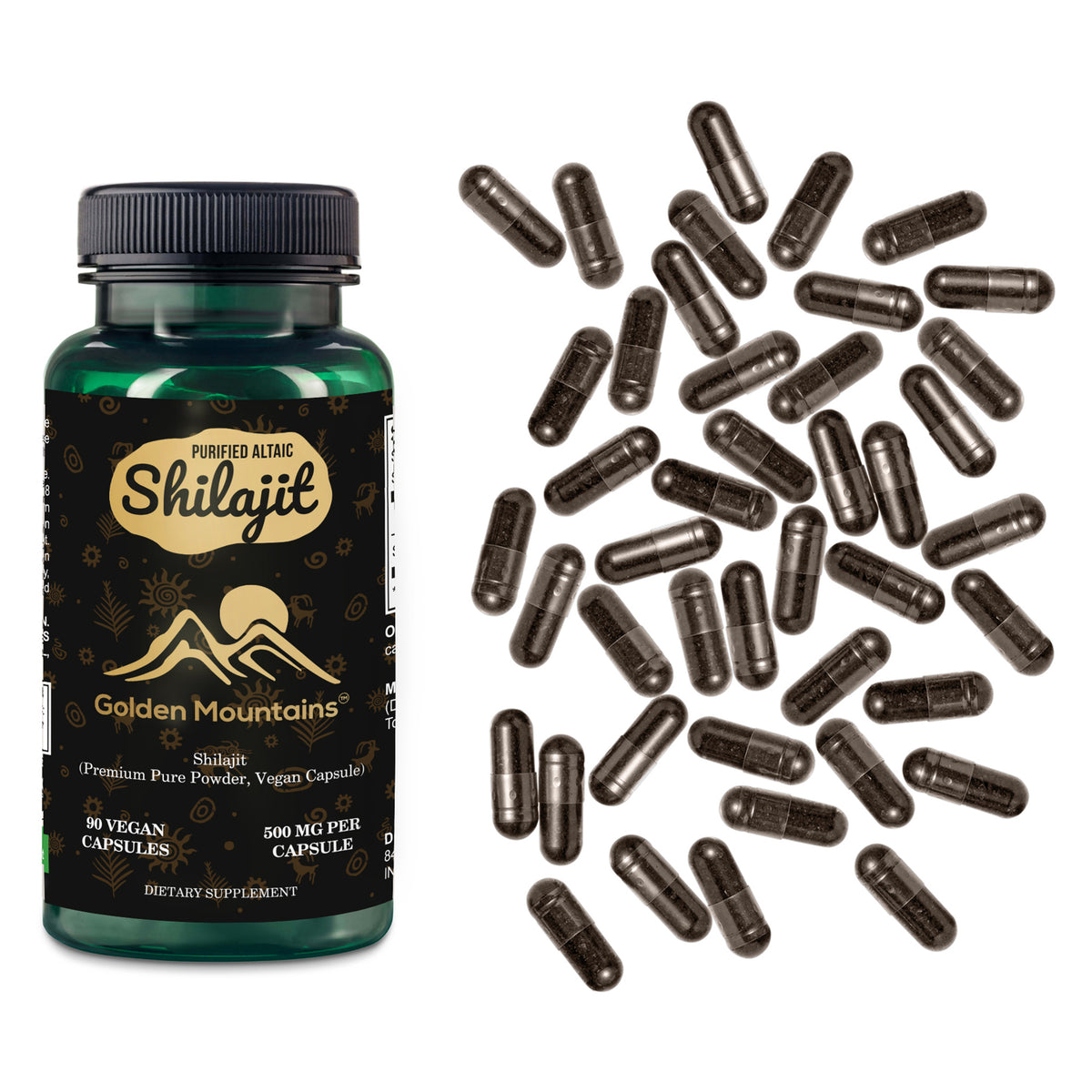 Golden Mountains Shilajit Vegan Capsules - 500mg | 90 Count