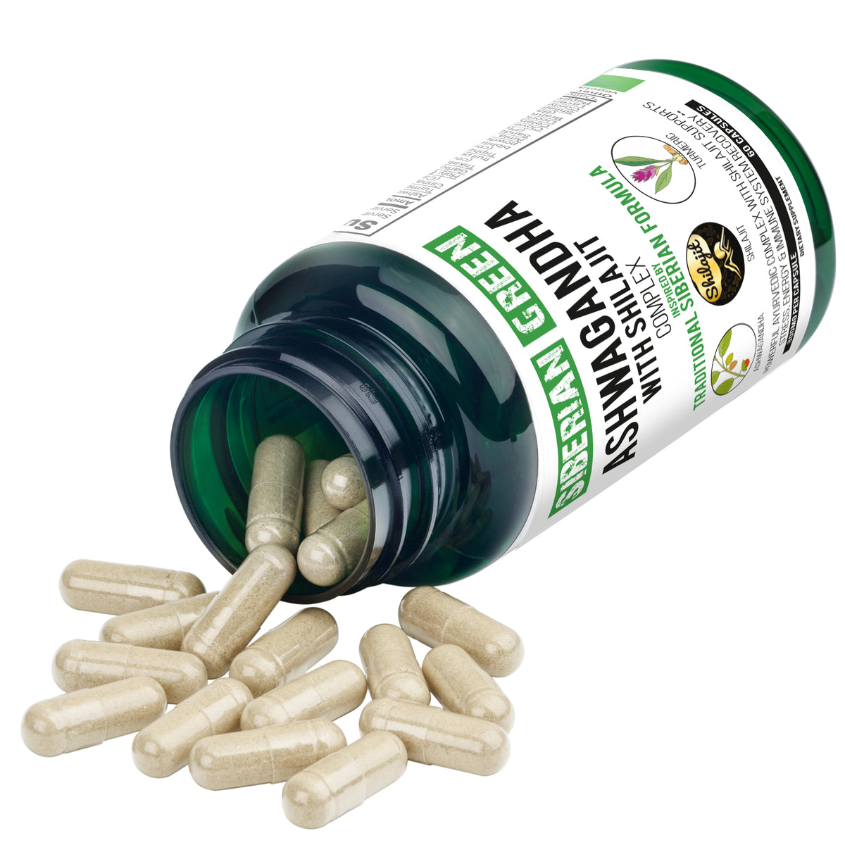 Ashwagandha mit Altai Shilajit & Kurkuma Ayurveda-Komplex 60 Kapseln