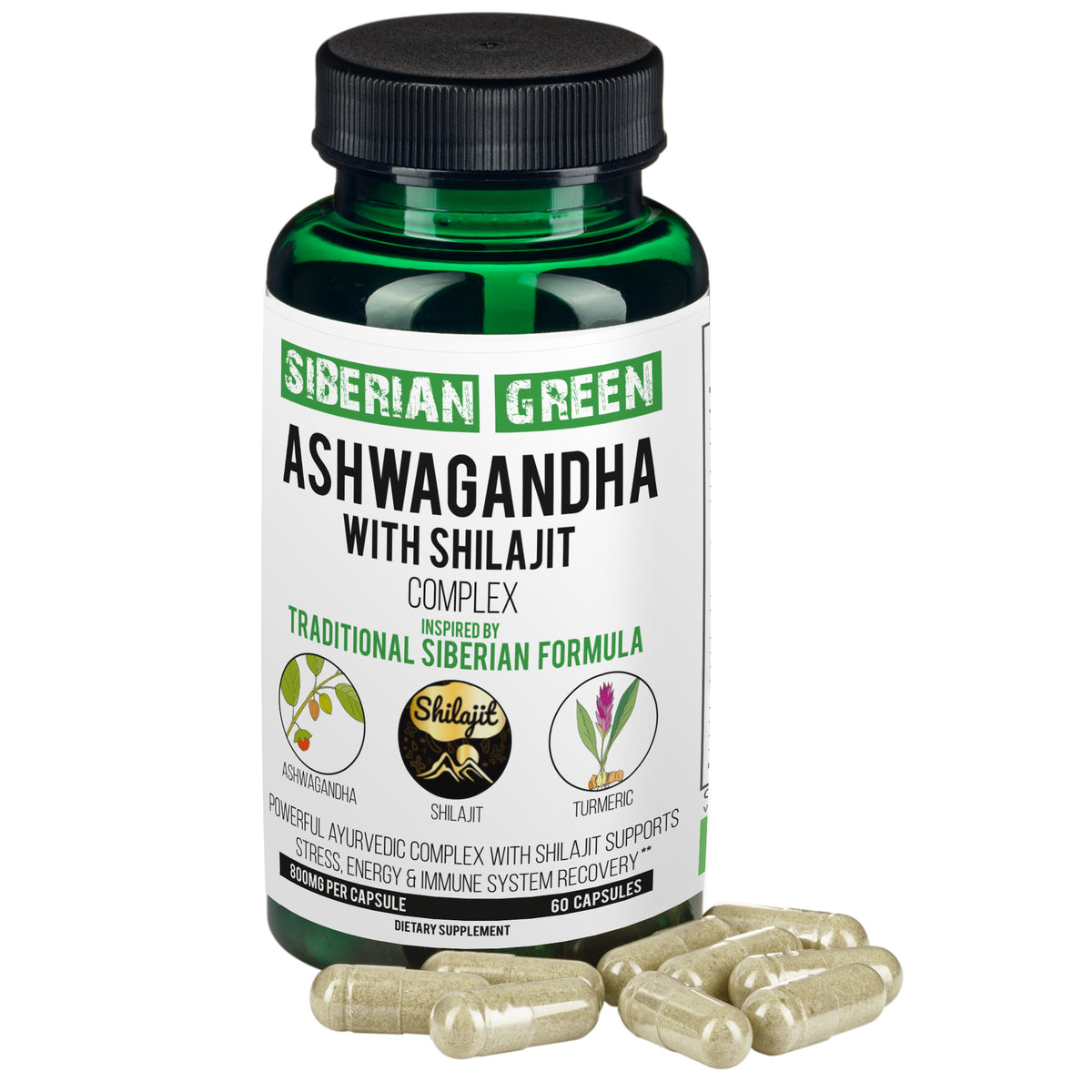 Ashwagandha mit Altai Shilajit & Kurkuma Ayurveda-Komplex 60 Kapseln