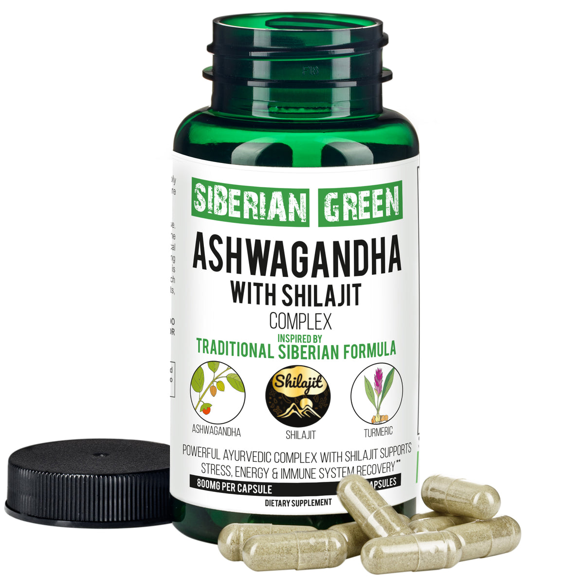 Ashwagandha mit Altai Shilajit & Kurkuma Ayurveda-Komplex 60 Kapseln