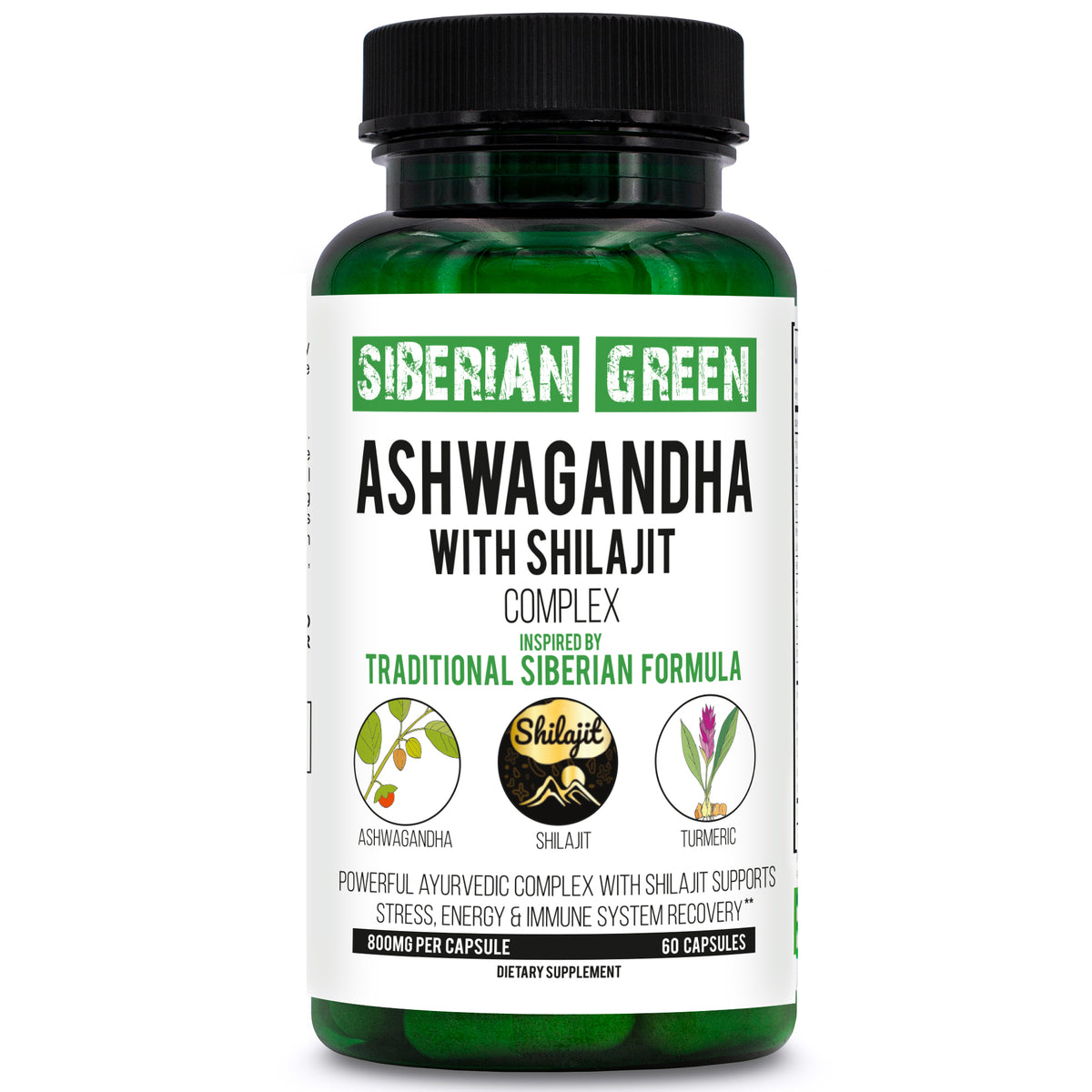 Complesso ayurvedico di Ashwagandha con Altai Shilajit e Curcuma 60 Capsule
