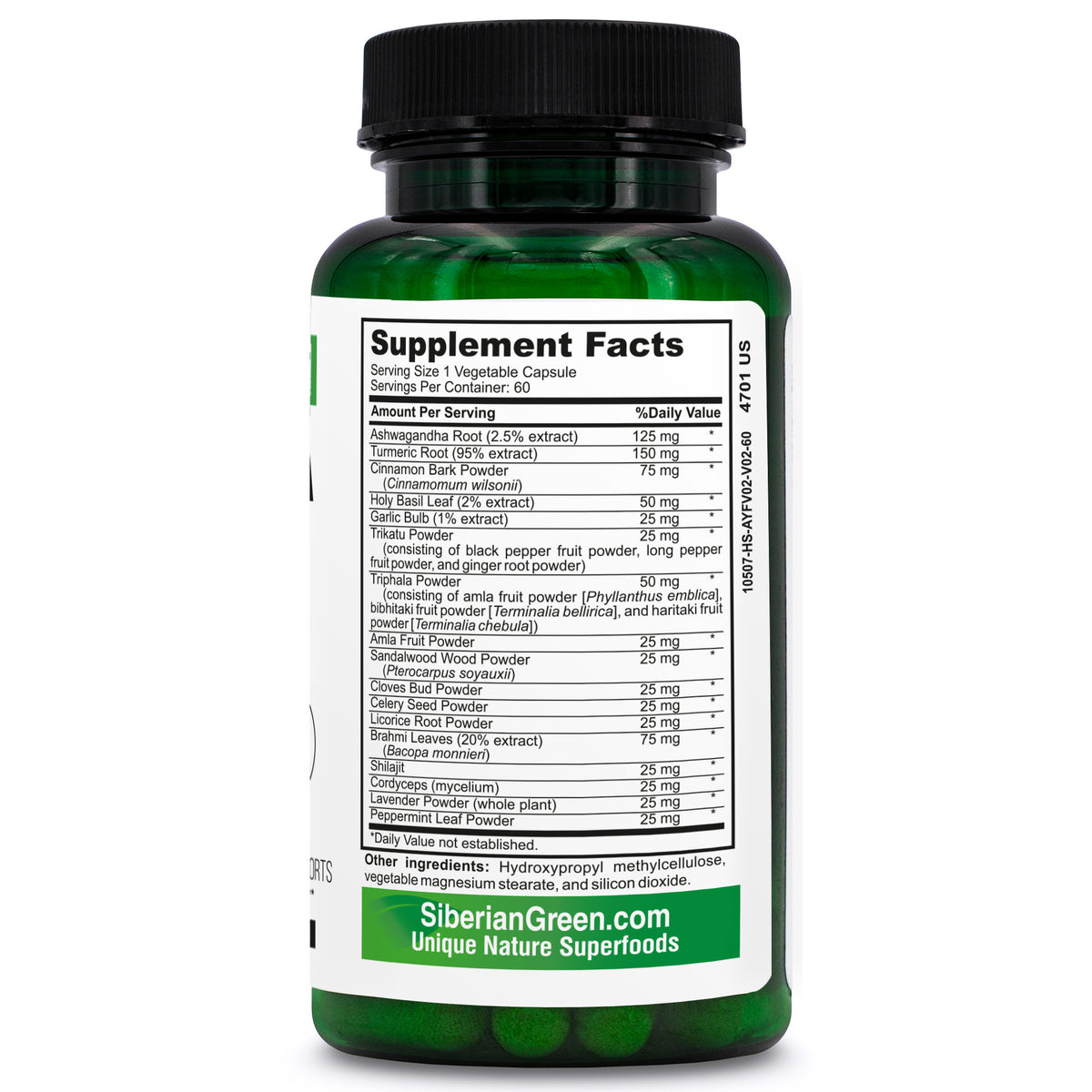 Complesso ayurvedico di Ashwagandha con Altai Shilajit e Curcuma 60 Capsule
