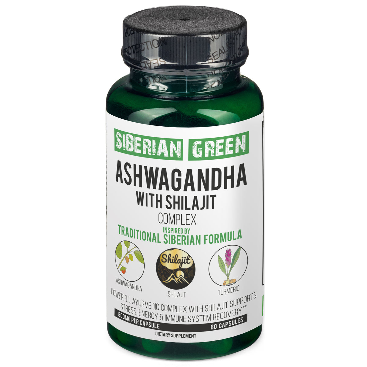Complesso ayurvedico di Ashwagandha con Altai Shilajit e Curcuma 60 Capsule