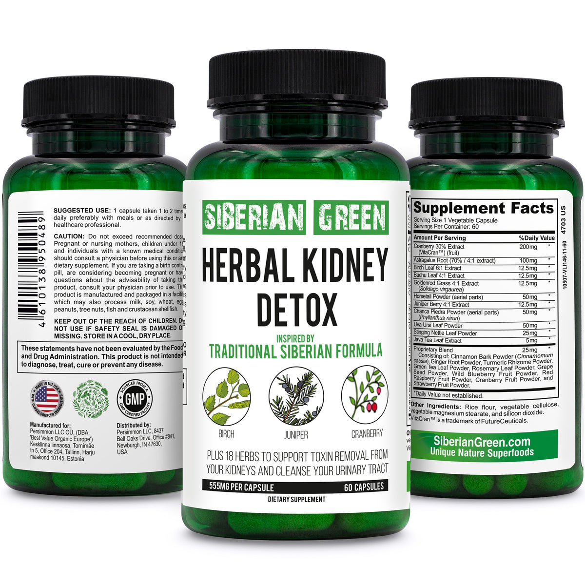 Kidney Detox Herb - Cranberry, Birch & Juniper Formula | 60 Capsules