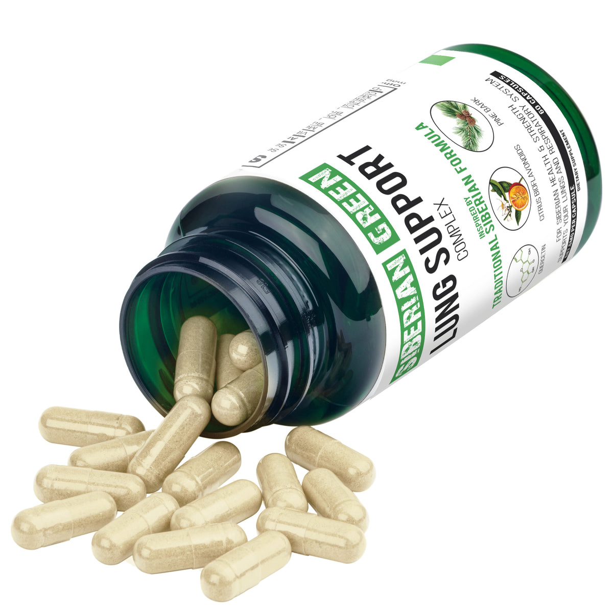 Herbal Lung Support - 60 Kapseln | Quercetin, Pinienrinde, Citrus Bioflavonoide von Siberian Green