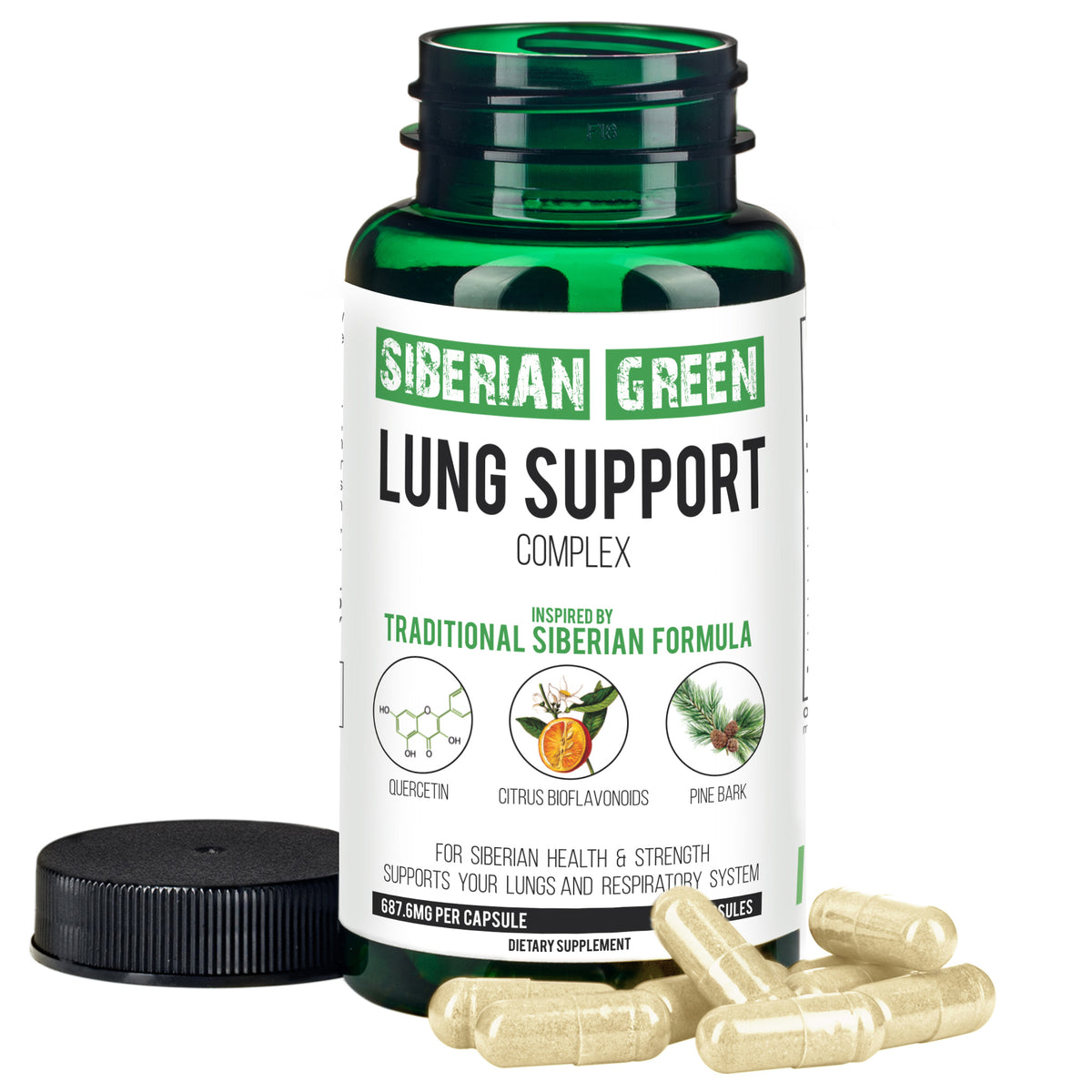 Herbal Lung Support - 60 Kapseln | Quercetin, Pinienrinde, Citrus Bioflavonoide von Siberian Green