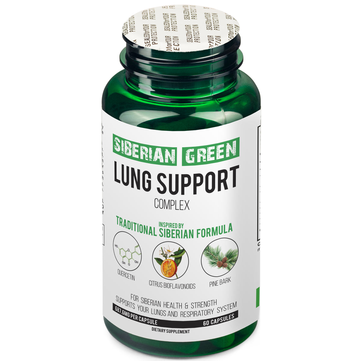 Herbal Lung Support - 60 Kapseln | Quercetin, Pinienrinde, Citrus Bioflavonoide von Siberian Green