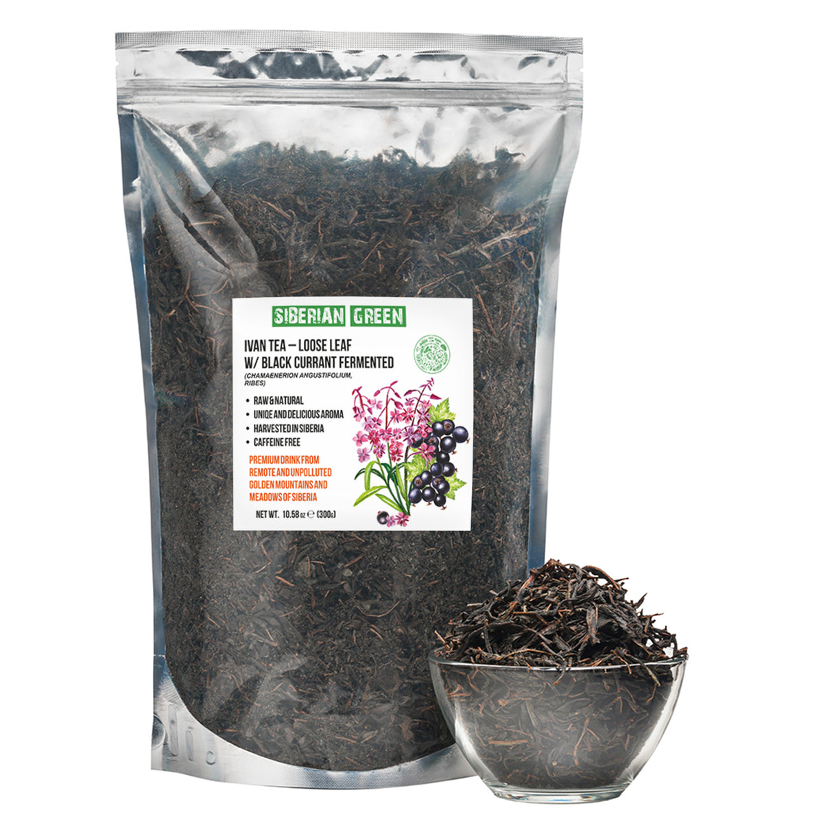 Siberian Green Ivan Tea – 300g (10.58 oz) | Premium Fermented Loose Leaf Ivan-Chai w/ Black Currant Leaves