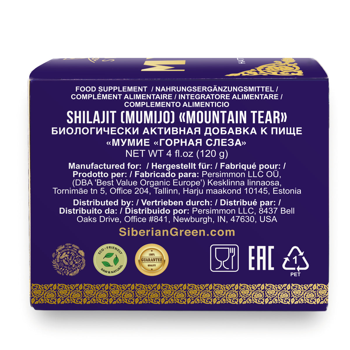„Mountain Tear“ Altai Pure Premium Shilajit-Harz – 120 g natürliche Lebenskraft