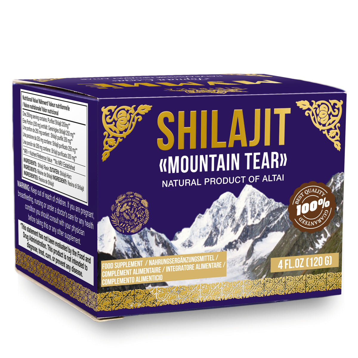 „Mountain Tear“ Altai Pure Premium Shilajit-Harz – 120 g natürliche Lebenskraft
