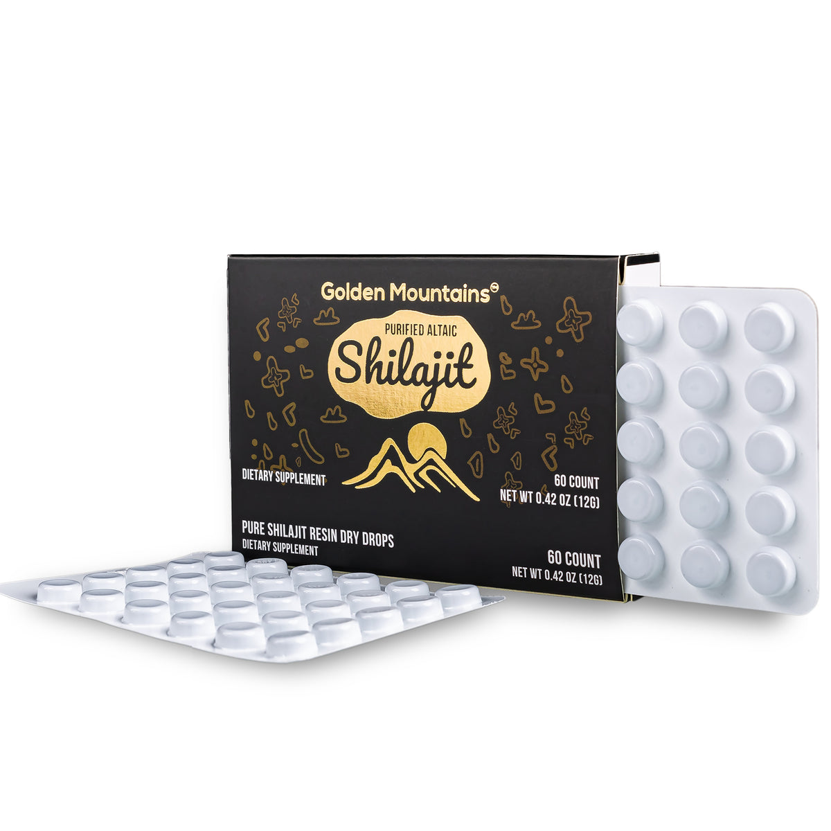 Golden Mountain Shilajit in gocce secche - Puro Siberiano Altaico - 60 x 200 mg