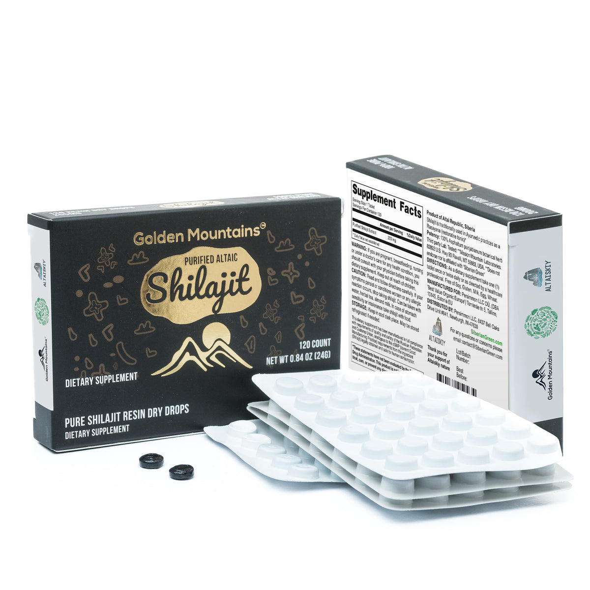 Shilajit 120 Trockentropfen - Best Altai 'Golden Mountains'