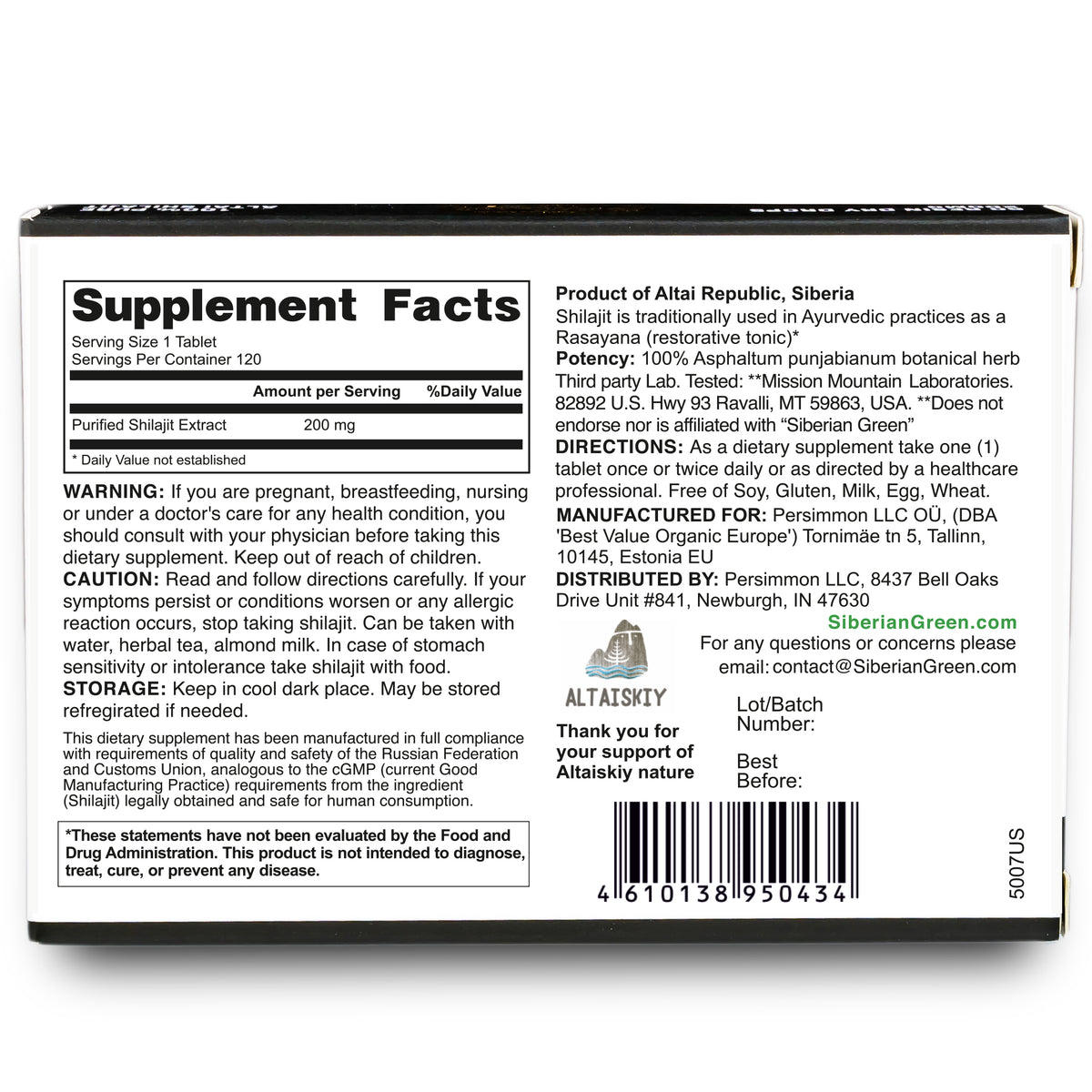 Shilajit 120 Trockentropfen - Best Altai 'Golden Mountains'