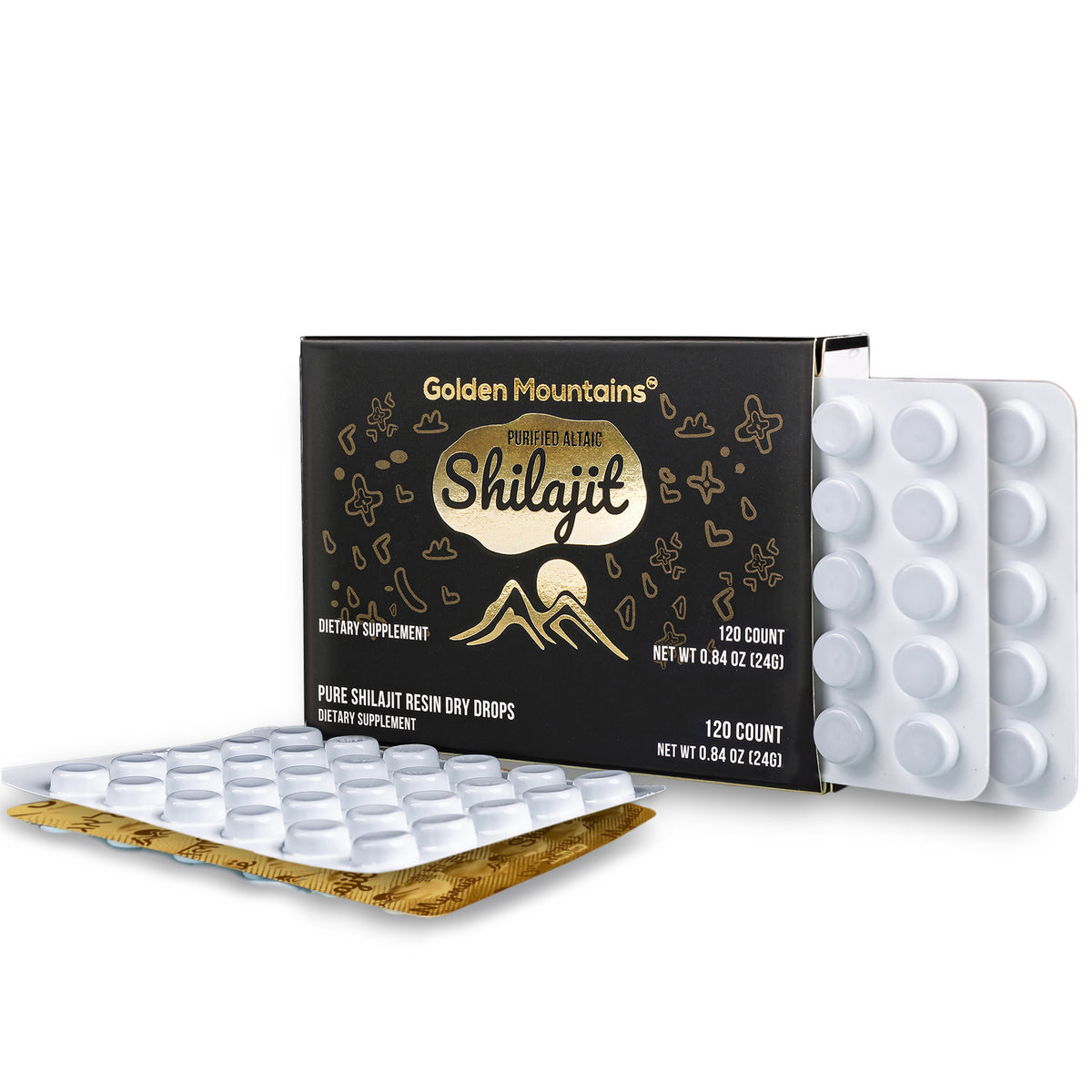Shilajit 120 gouttes sèches - Best Altai 'Golden Mountains' (Montagnes dorées)