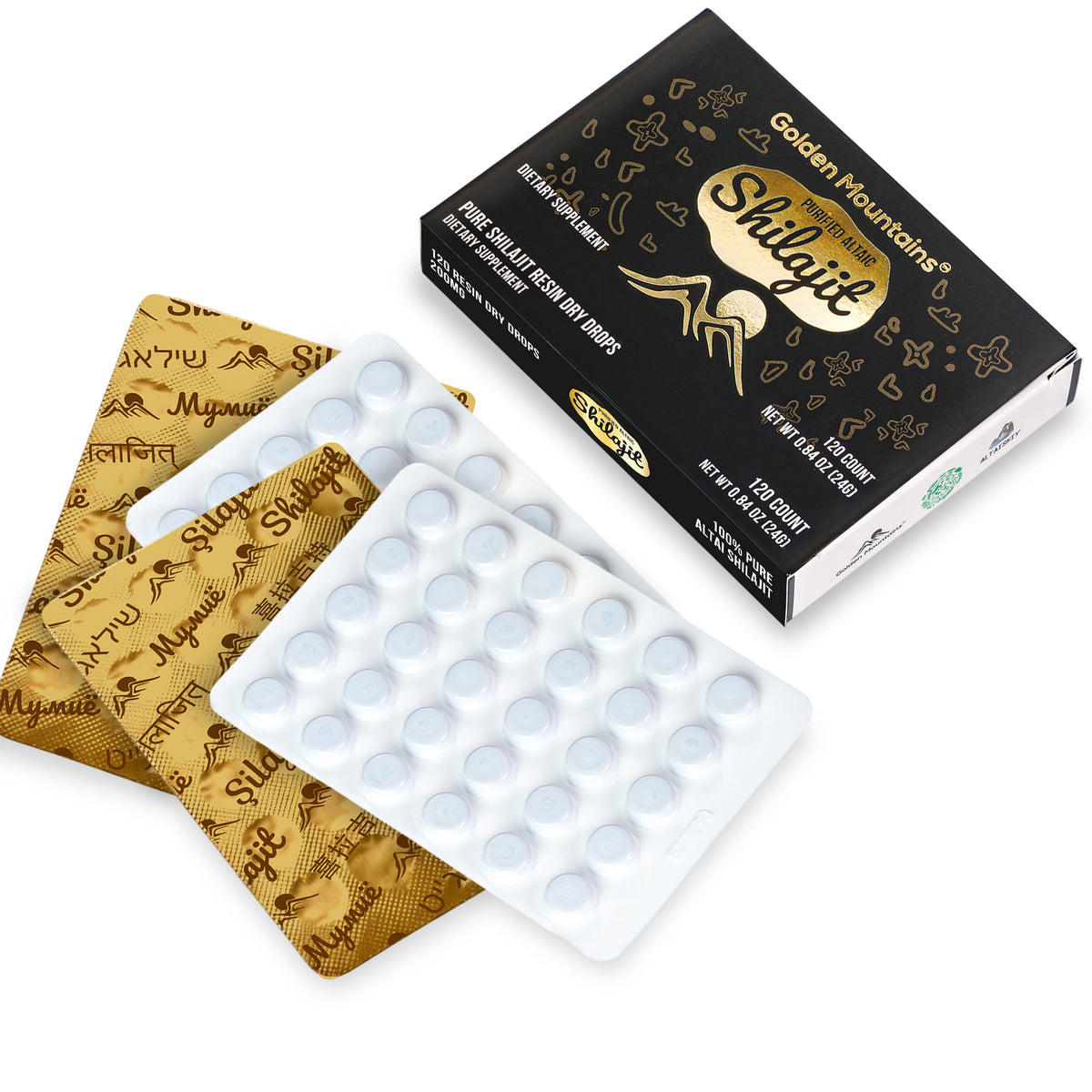 Shilajit 120 gouttes sèches - Best Altai 'Golden Mountains' (Montagnes dorées)