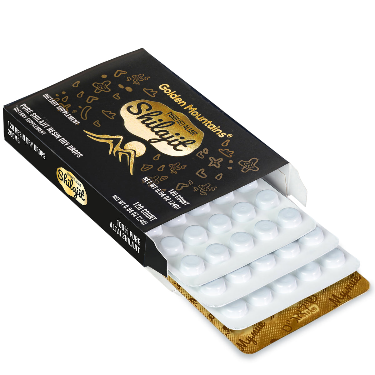 Shilajit 120 gouttes sèches - Best Altai 'Golden Mountains' (Montagnes dorées)